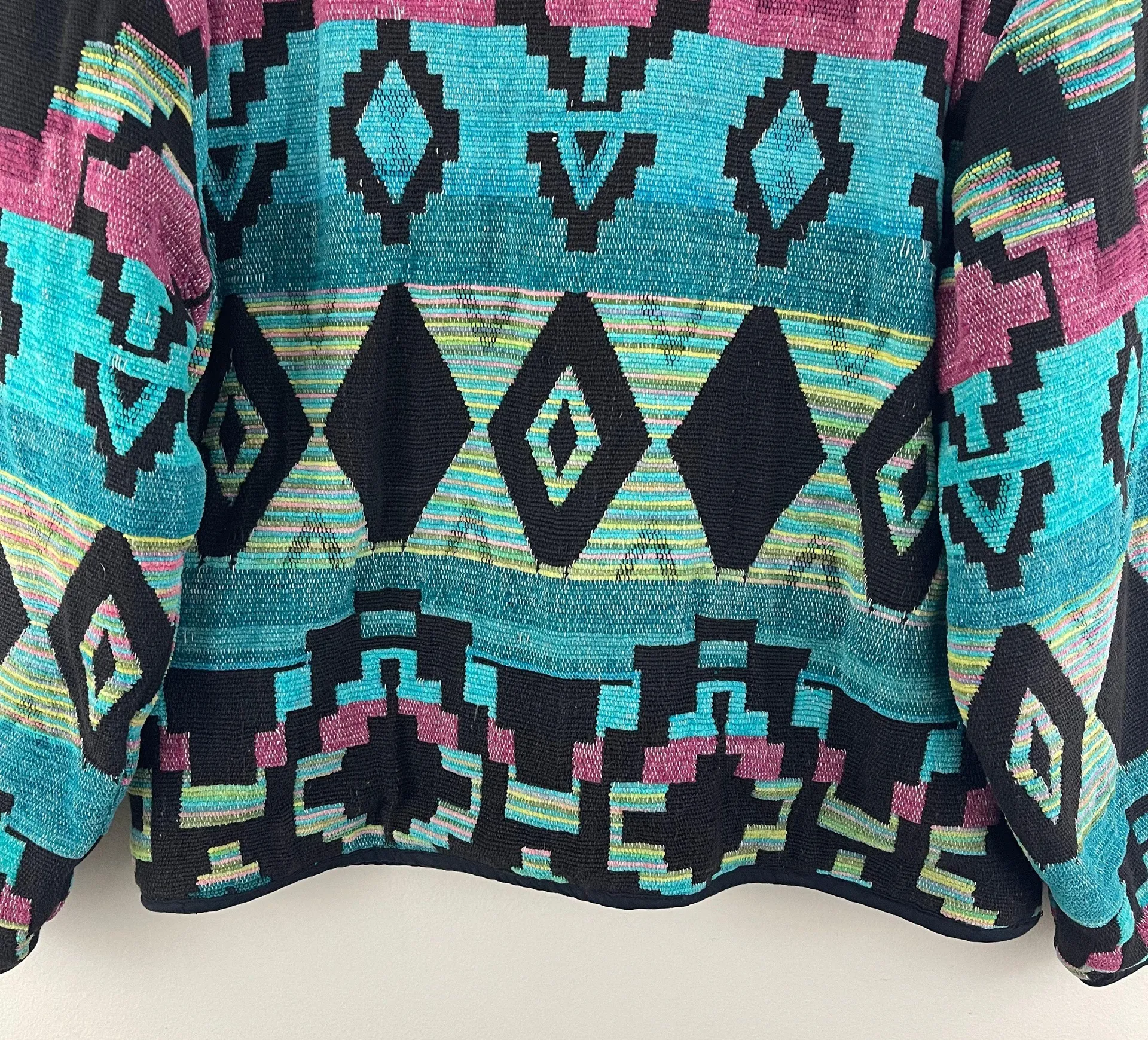Vintage 90s Multicolor Rainbow Southwestern Aztec Tapestry Jacket - Image 7
