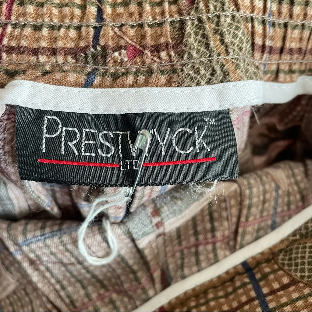 Vintage 80s 90s Prestwyck Novelty Equestrian Horse Plaid Midi Pleated Skirt US 8 Brown - Image 3