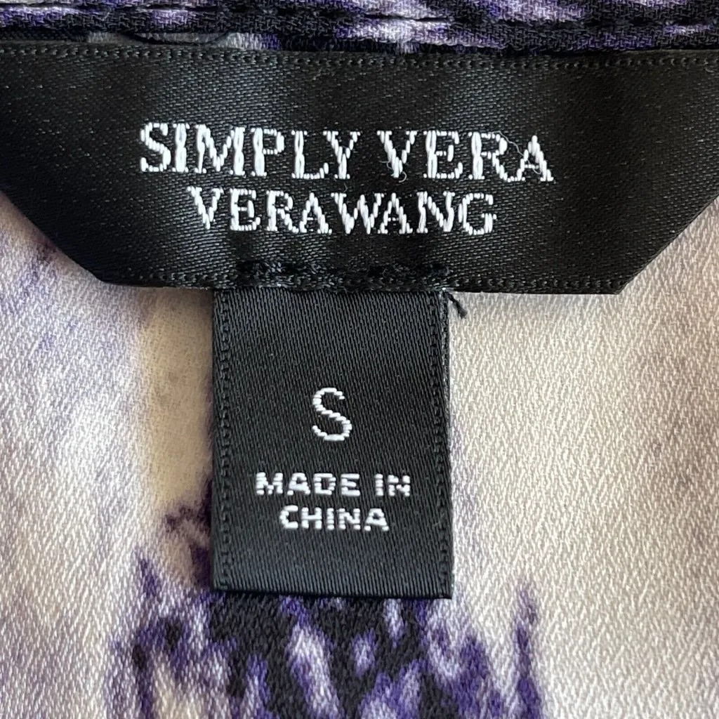 Simply Vera Wang Tie Dye Abstract Print Blouse Womens S Purple‎ Handkerchief Hem - Image 4