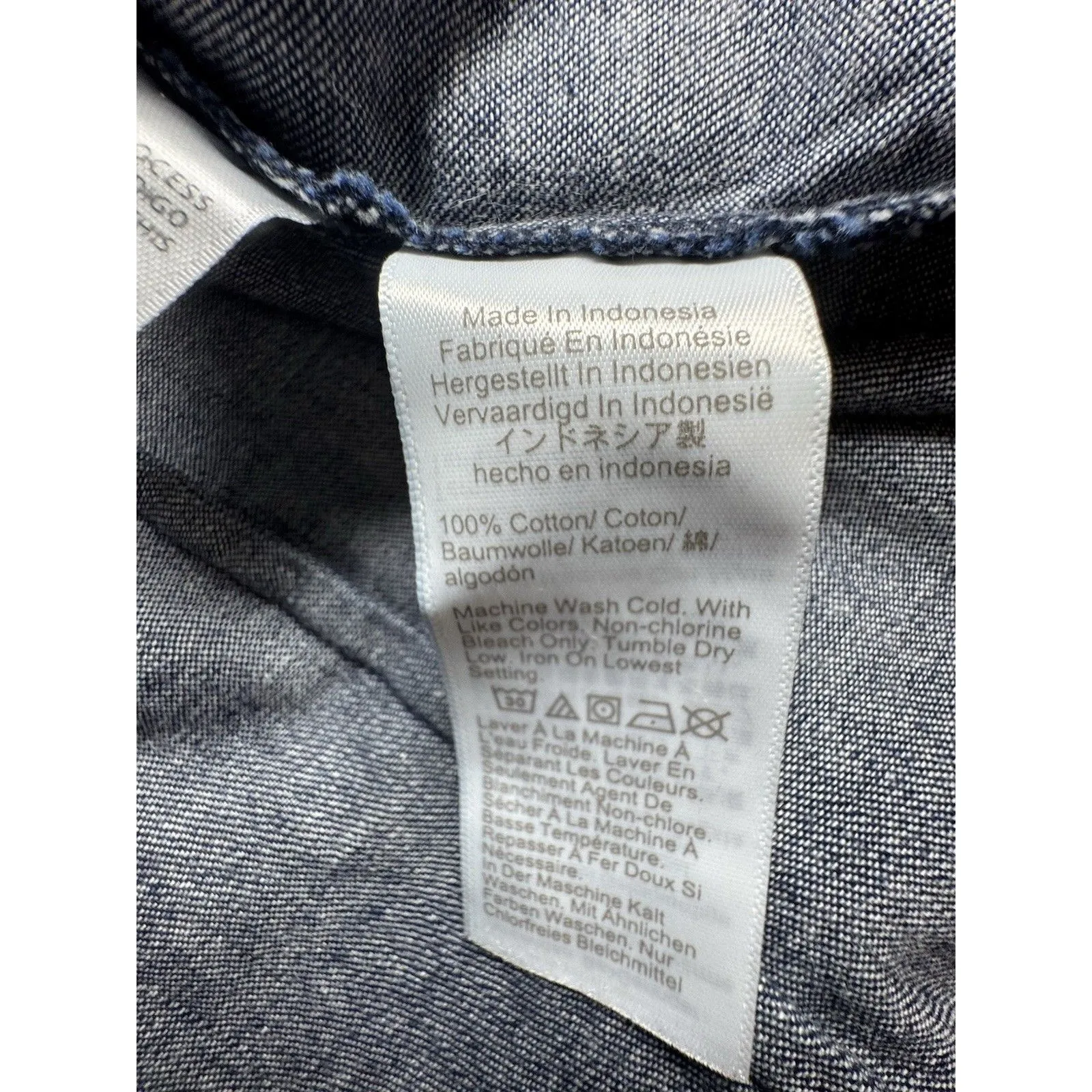 J Crew Women's Denim Blouse Dark Blue Button Up Long Sleeve Cotton SIZE LARGE - Image 7