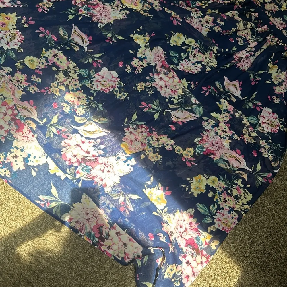 NWT Miss Avenue Blue Floral Chiffon Maxi Size Small - Image 5