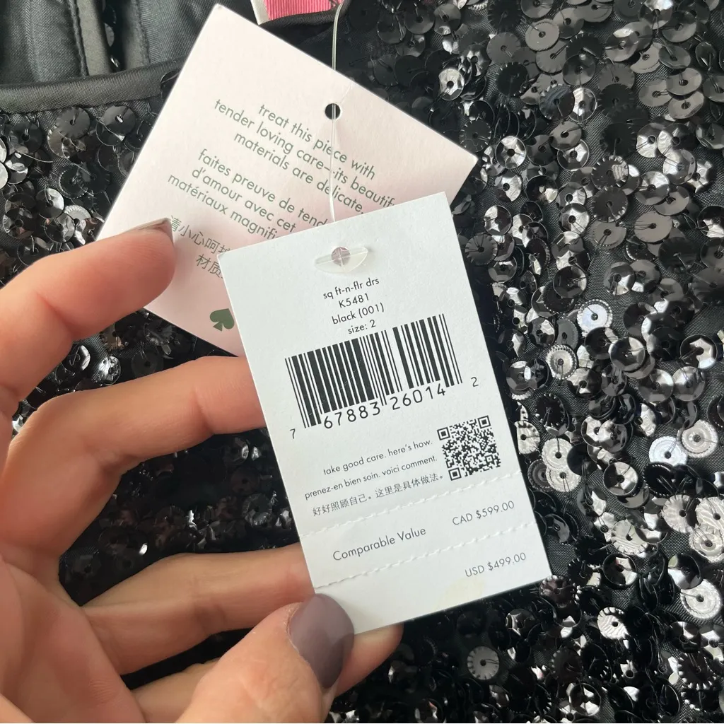 NWT Kate Spade Sequin Fit-and-flare Cocktail night out Dress Black Size 2 - Image 7