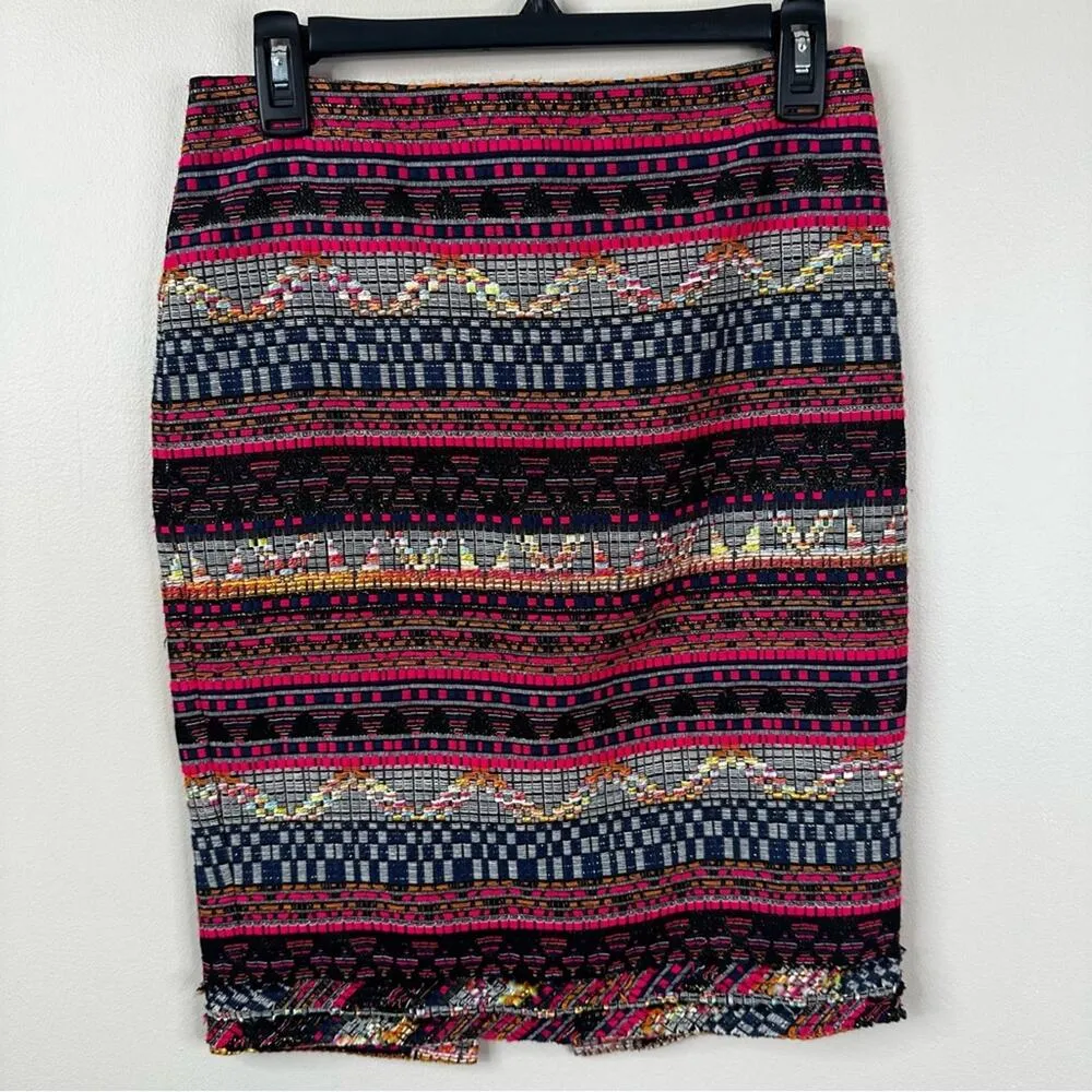 NEW Trina Turk Skirt Womens 2 Multi Color Woven Baja Crissy Pencil Skirt - Image 3