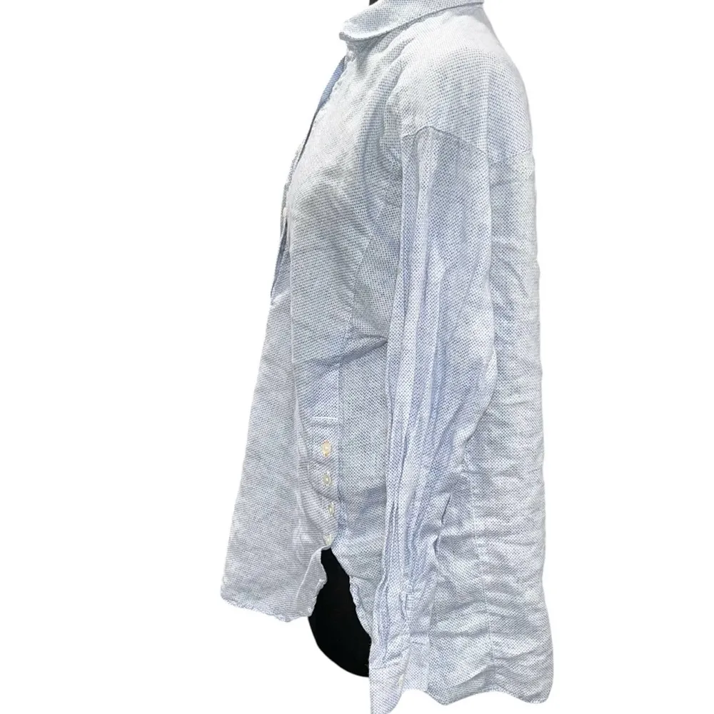 J. McLaughlin Fallon Loose Fit Blue & White Linen Blouse Top Shirt size Small - Image 2