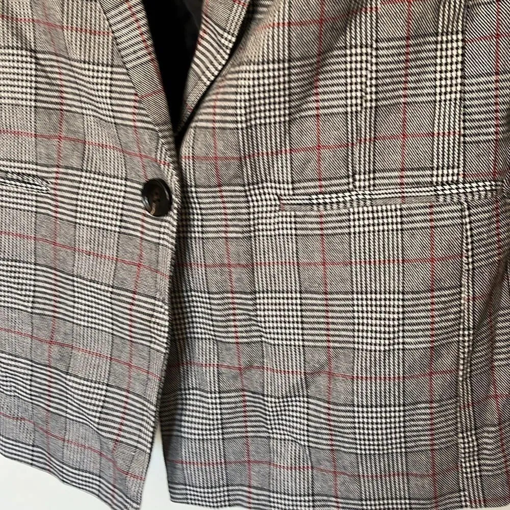 Timing Black White Red Plaid Lined‎ Top Sz Small - Image 3