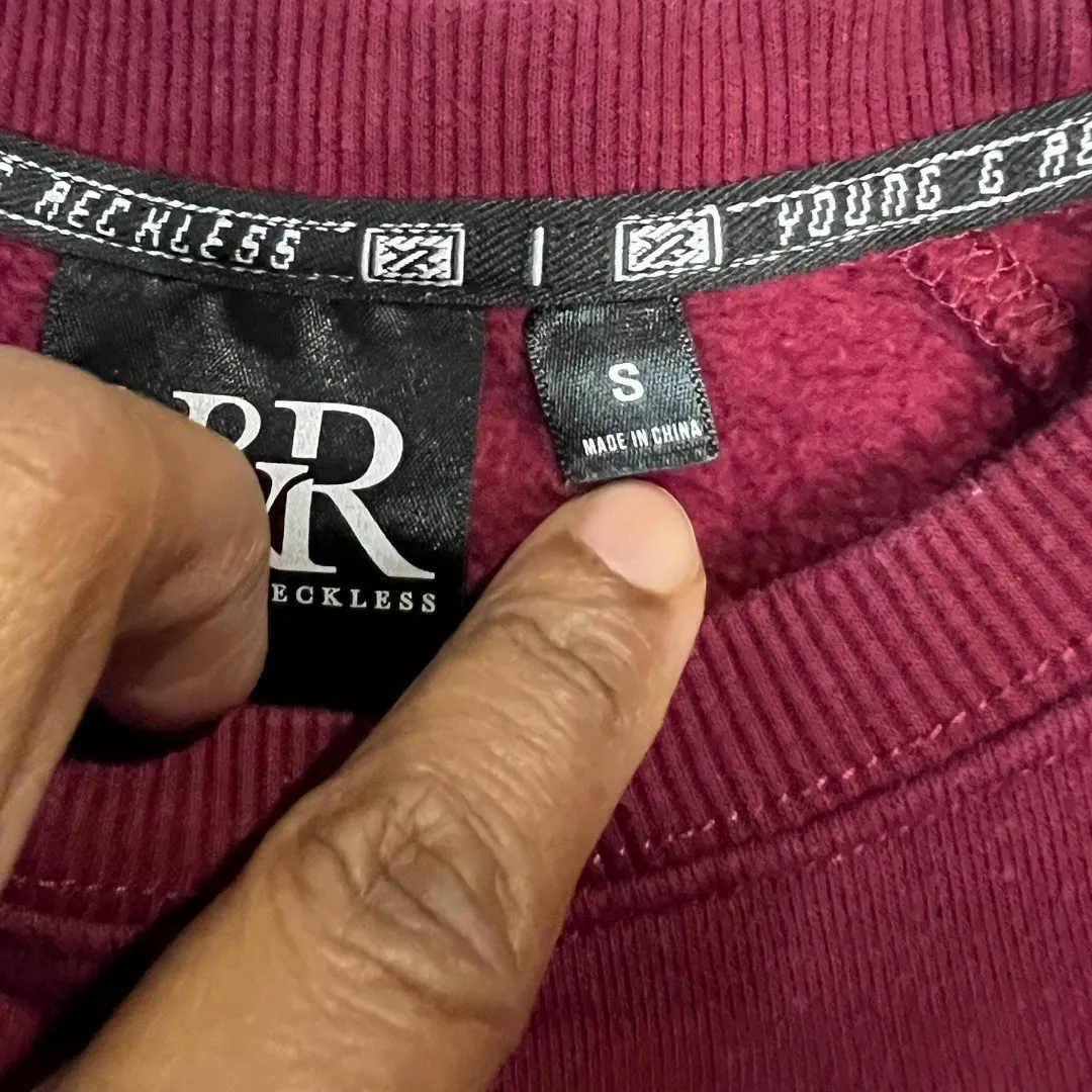 Young & Reckless Women's Burgundy Graphic Crewneck Sweatshirt - Size S - Image 4