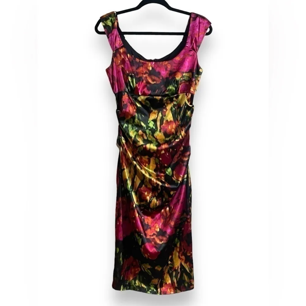 London Style Nights Party Floral Sleeveless Midi Dress Size 8 (Fits like a 4/6) - Image 3