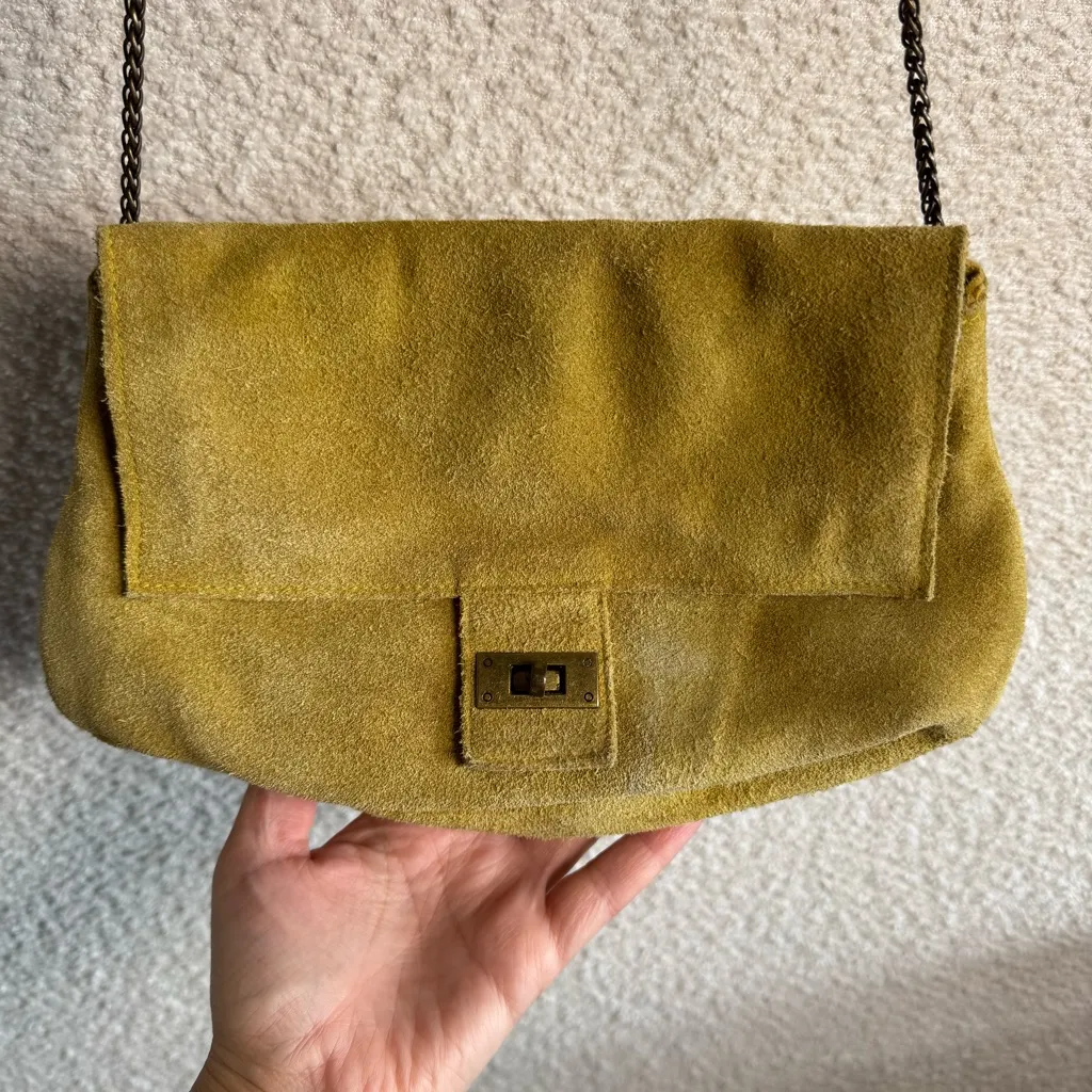 Free People Suede Shoulder Bag Crossbody Bag in Mustard Yellow - Image 3