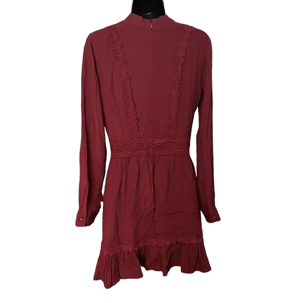 Lulu’s Fall For Me Burgundy Long Sleeve Cutout Skater Dress - Image 3