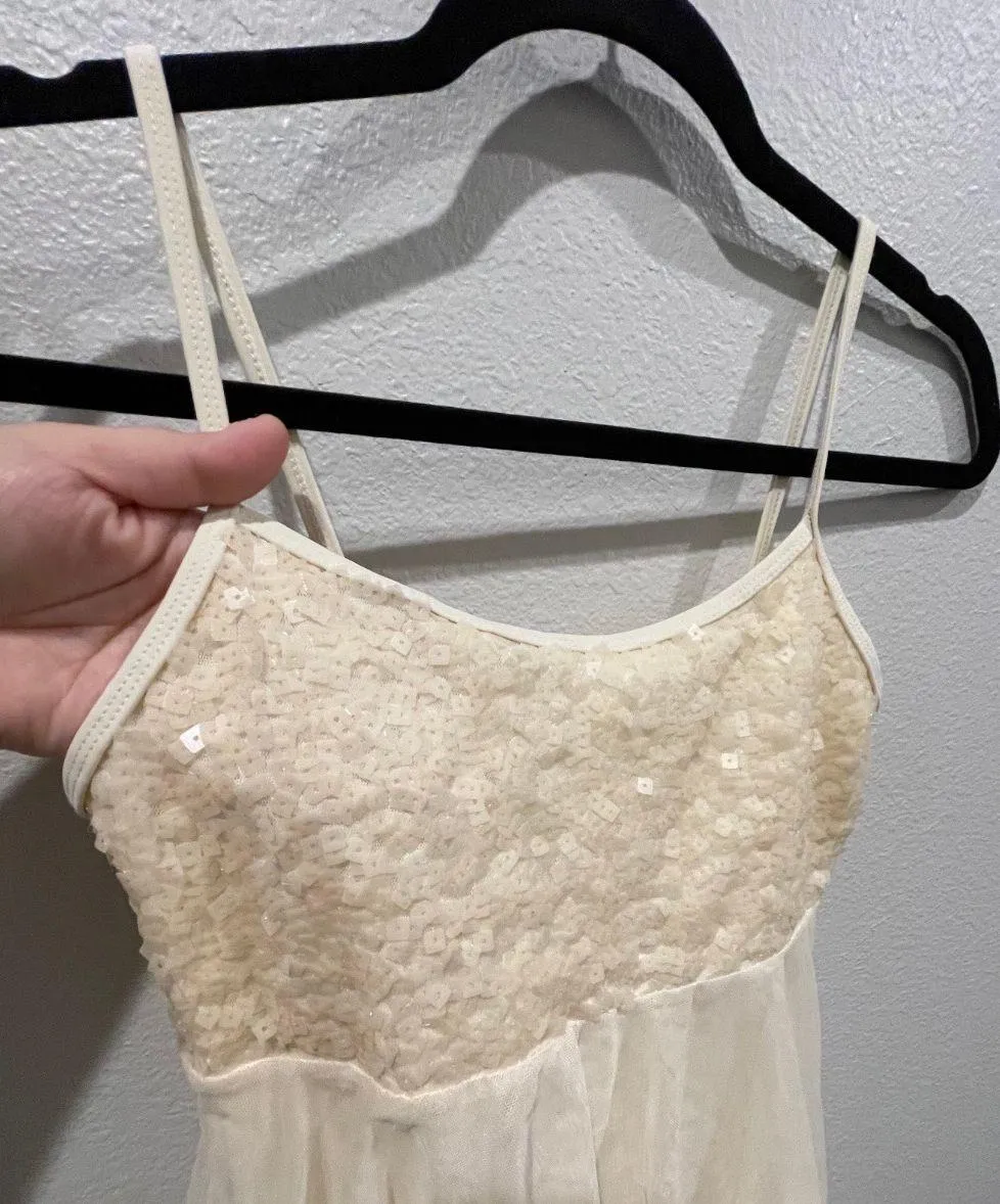 DOUBLE PLATINUM PERFORMANCEWEAR Ivory Sequin Ballet Dress Tan - Image 4