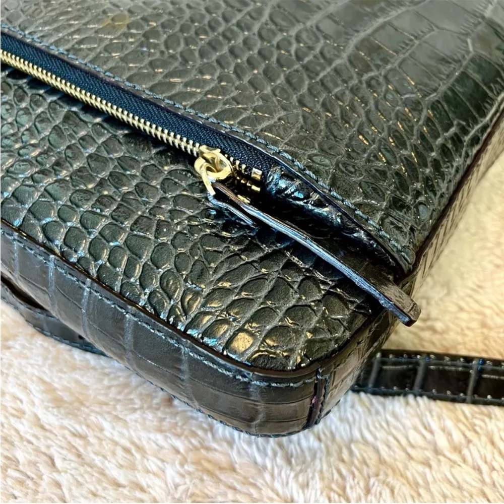 Kate Spade Forest Green Croc Embossed 2-Way Bag - Image 12