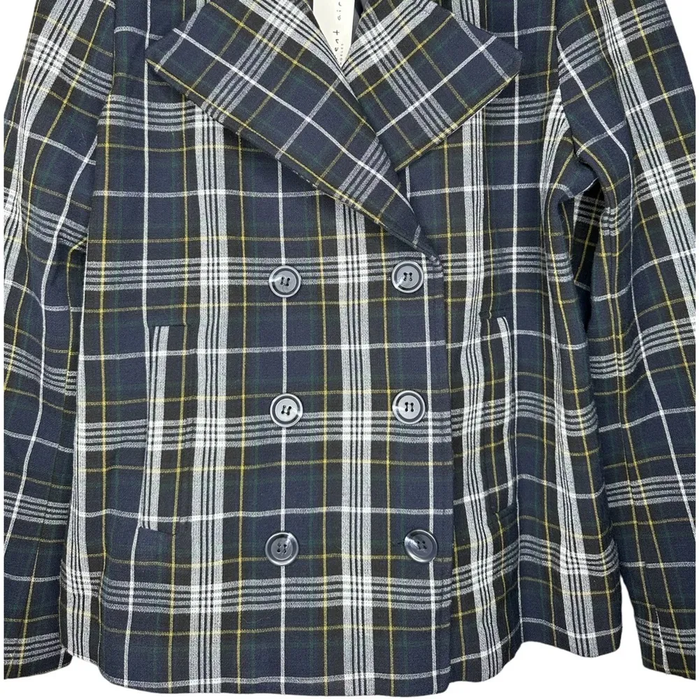 Current Air Plaid Double Breasted Coat Medium - Image 6