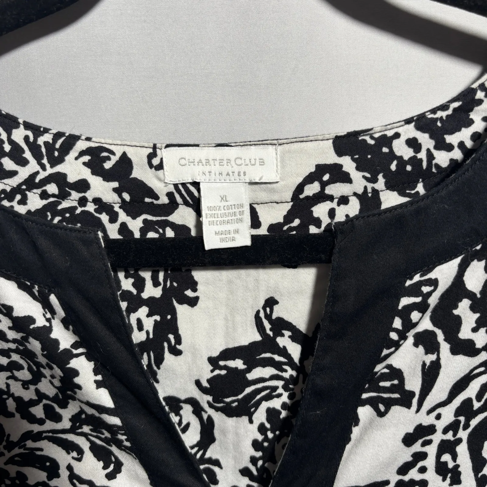 Charter Club Intimates XL Black White Paisley Floral Cotton Zip Dress Lounge NWT - Image 3