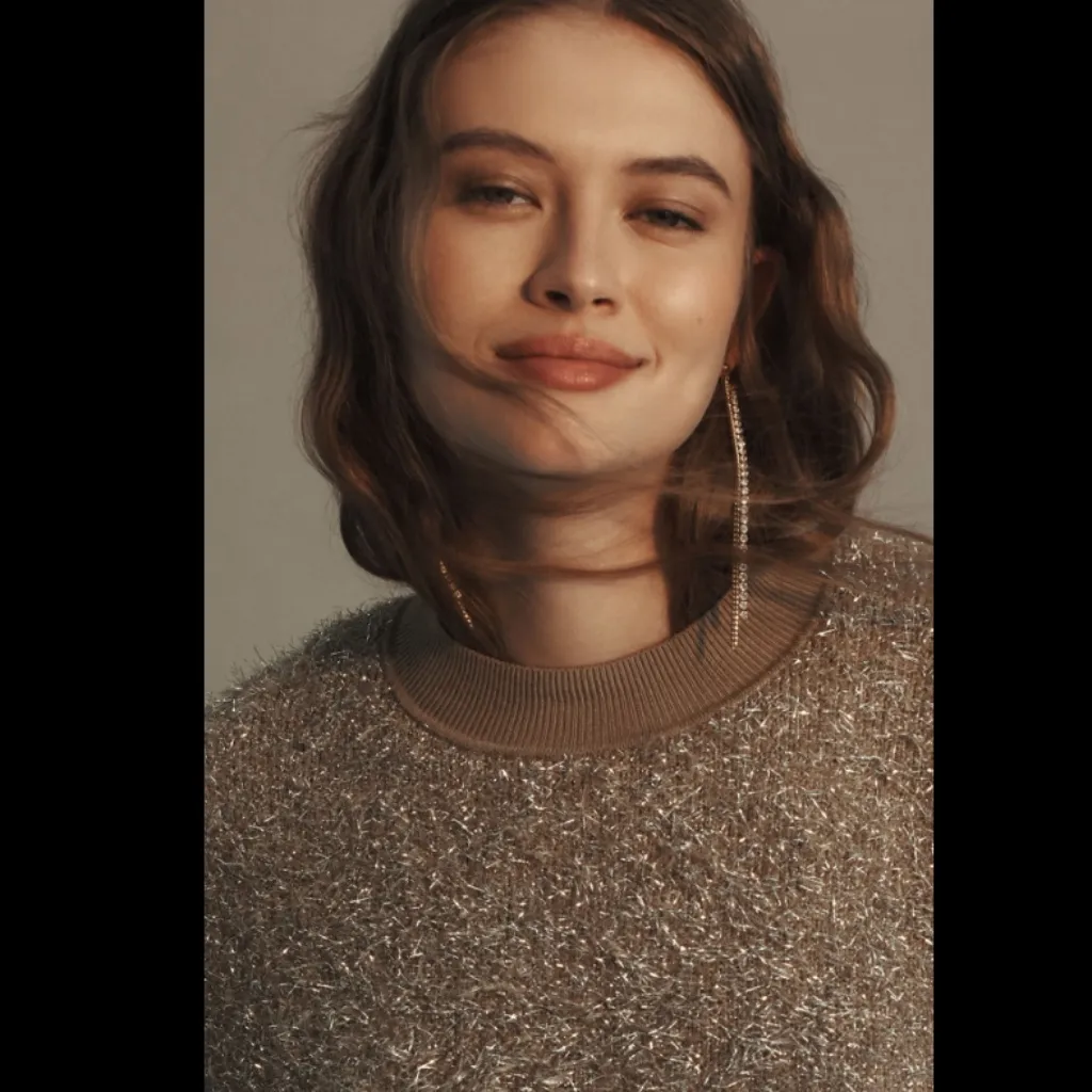 Anthropologie Maeve The Violette Short-Sleeve Tinsel Sweater - Image 2