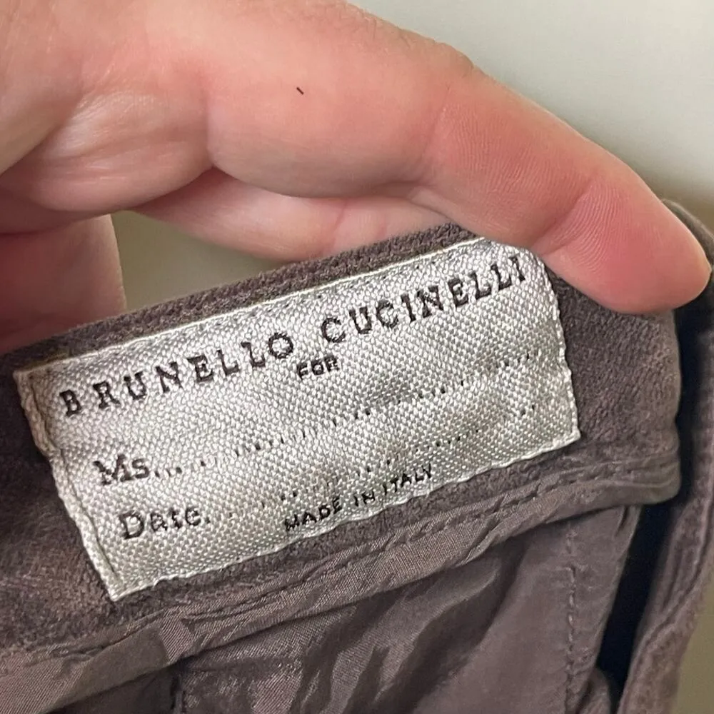 Brunello Cucinelli chocolate velvet mid rise trousers sz 10 - Image 8