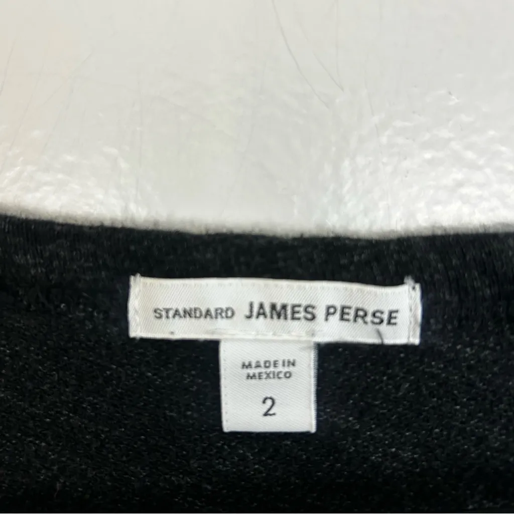 James Perse Standard Black Long Sleeve V-Neck Sweatshirt Size 2 Medium - Image 6