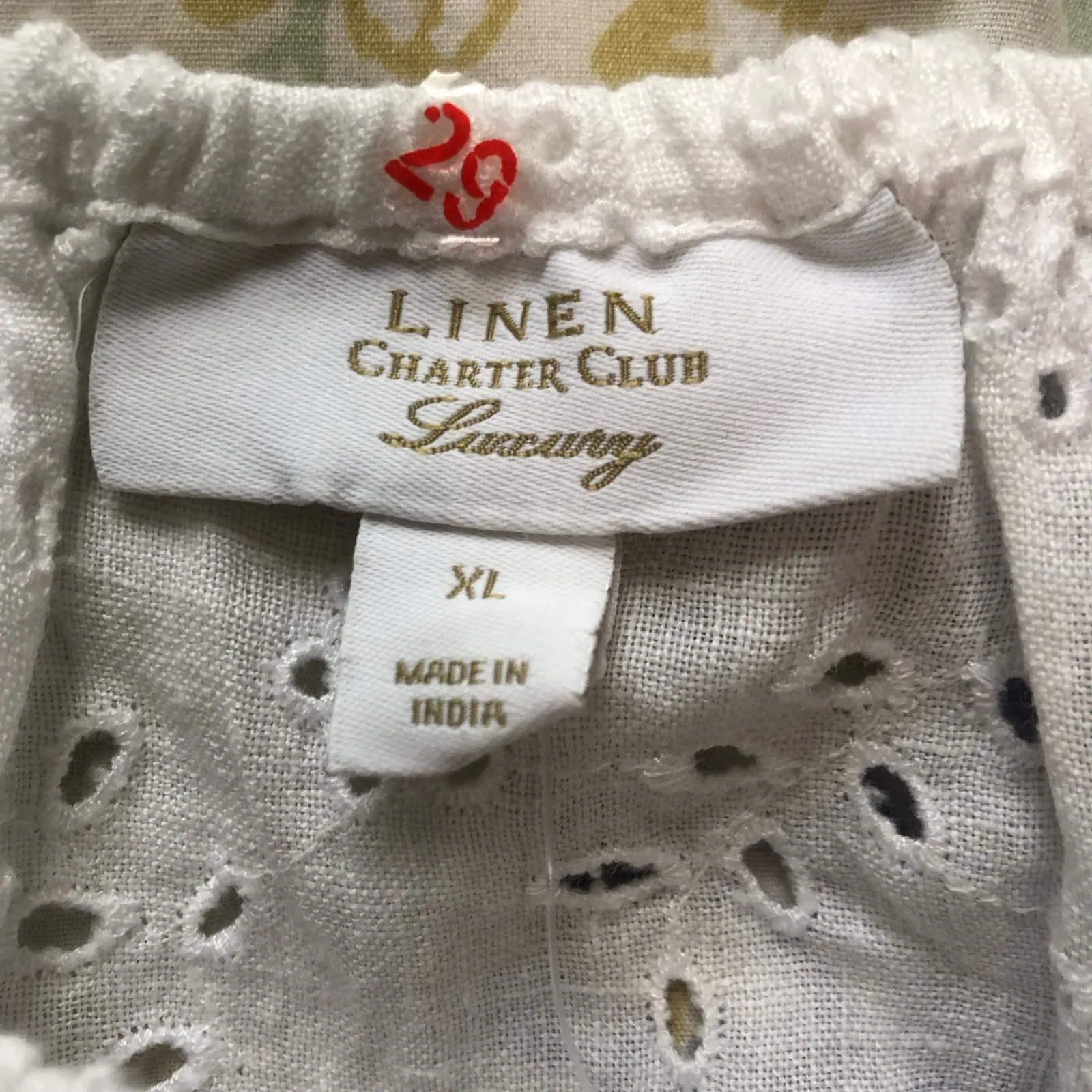 Charter Club Women's Luxury Linen Eyelet Blouse Short‎ Sleeve White Size XL NWT - Image 4
