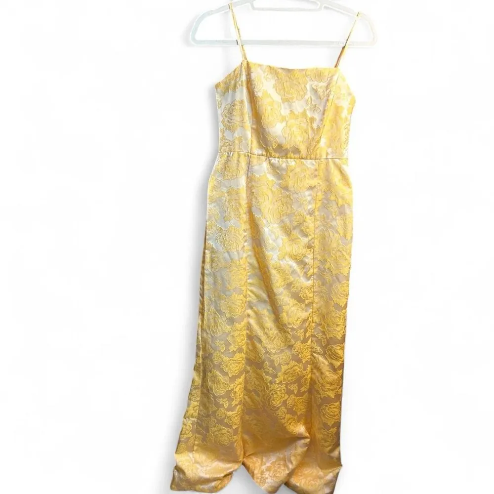 Lulus Bright Blooms Champagne Yellow Floral Jacquard Maxi Dress💛 Small - Image 3