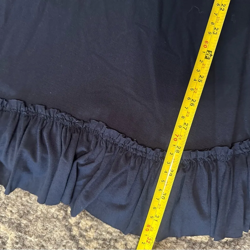 Three Dots Women’s Size S Navy Blue Babydoll Tie Back Ruffle Hem Mini Dress - Image 8