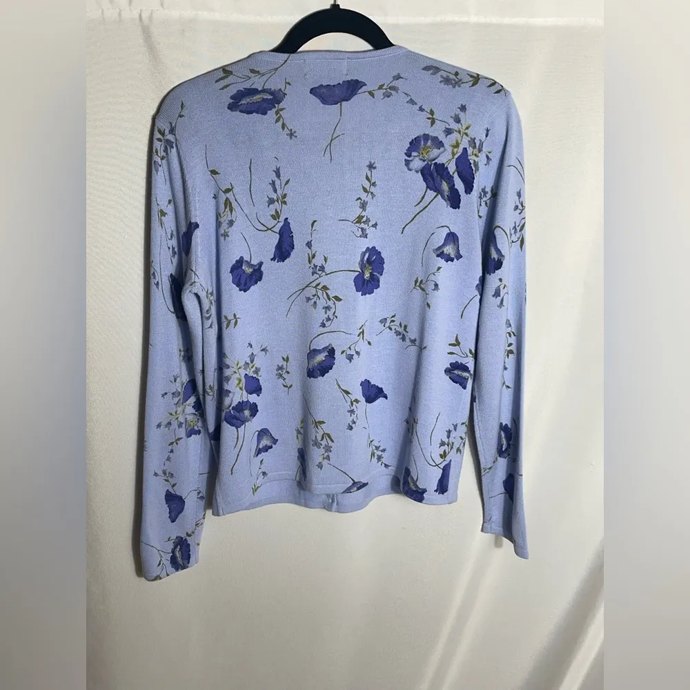 Style & Co Blue Floral Cardigan Sweater Small Button Front Spring Layer - Image 2
