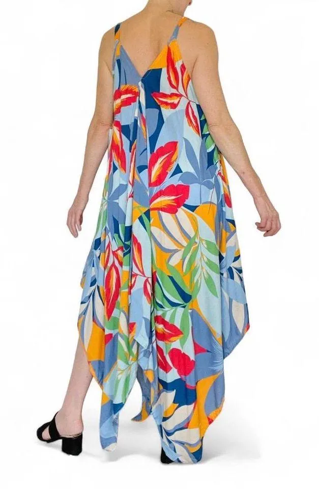 NWT Goa Colorful Tropical Plant Beach Swim Asymmetrical Maxi Dress Multiple - Image 7