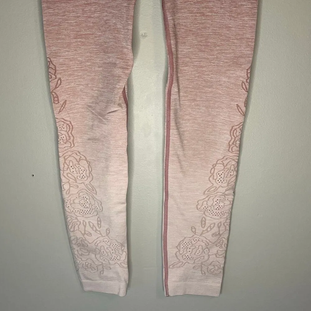 Calia by Carrie Underwood Heather Pink Floral Tectured Leggings Size XS - Image 5