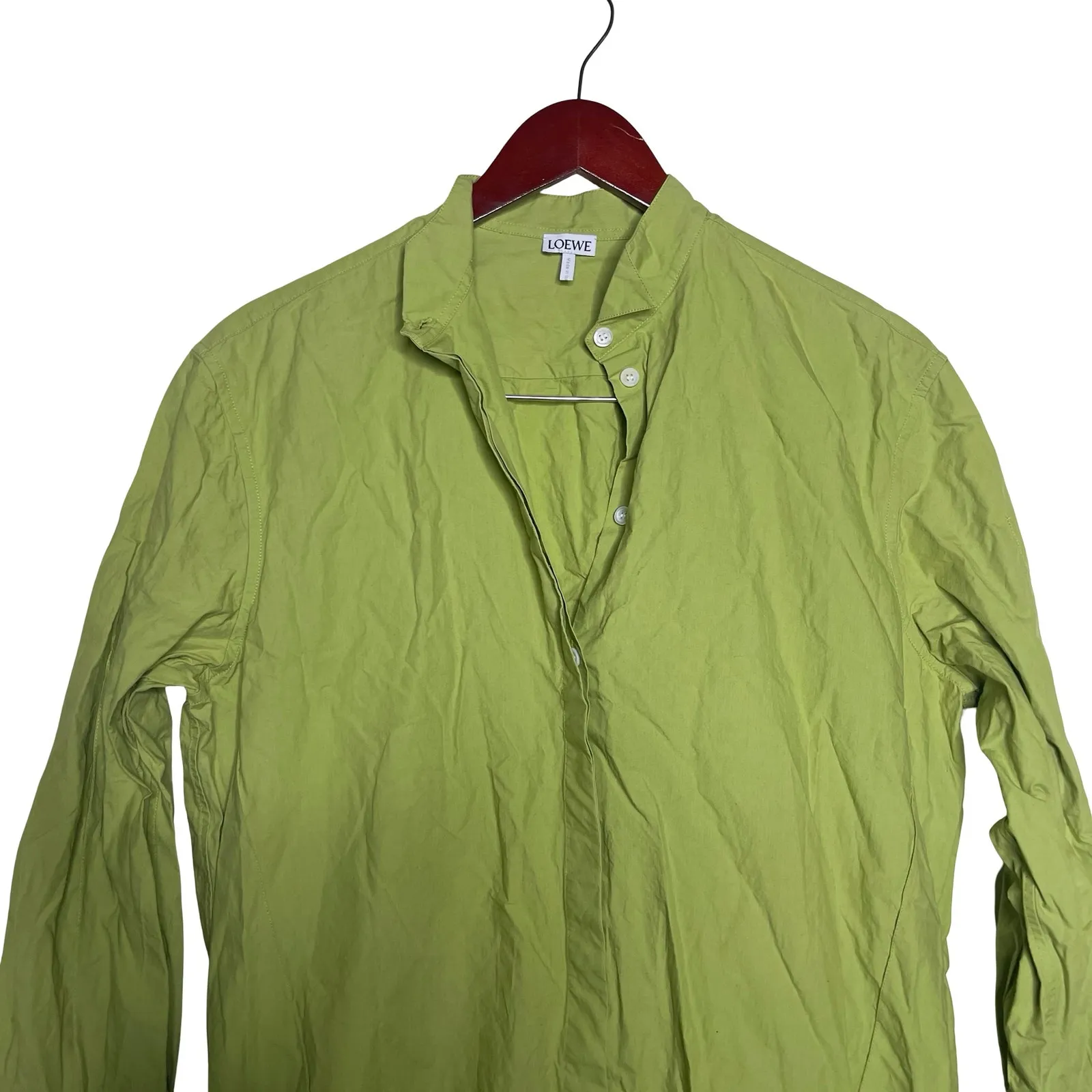 Loewe Cotton shirt dress in Lime Green sz FR 38 US 4-6 - Image 3