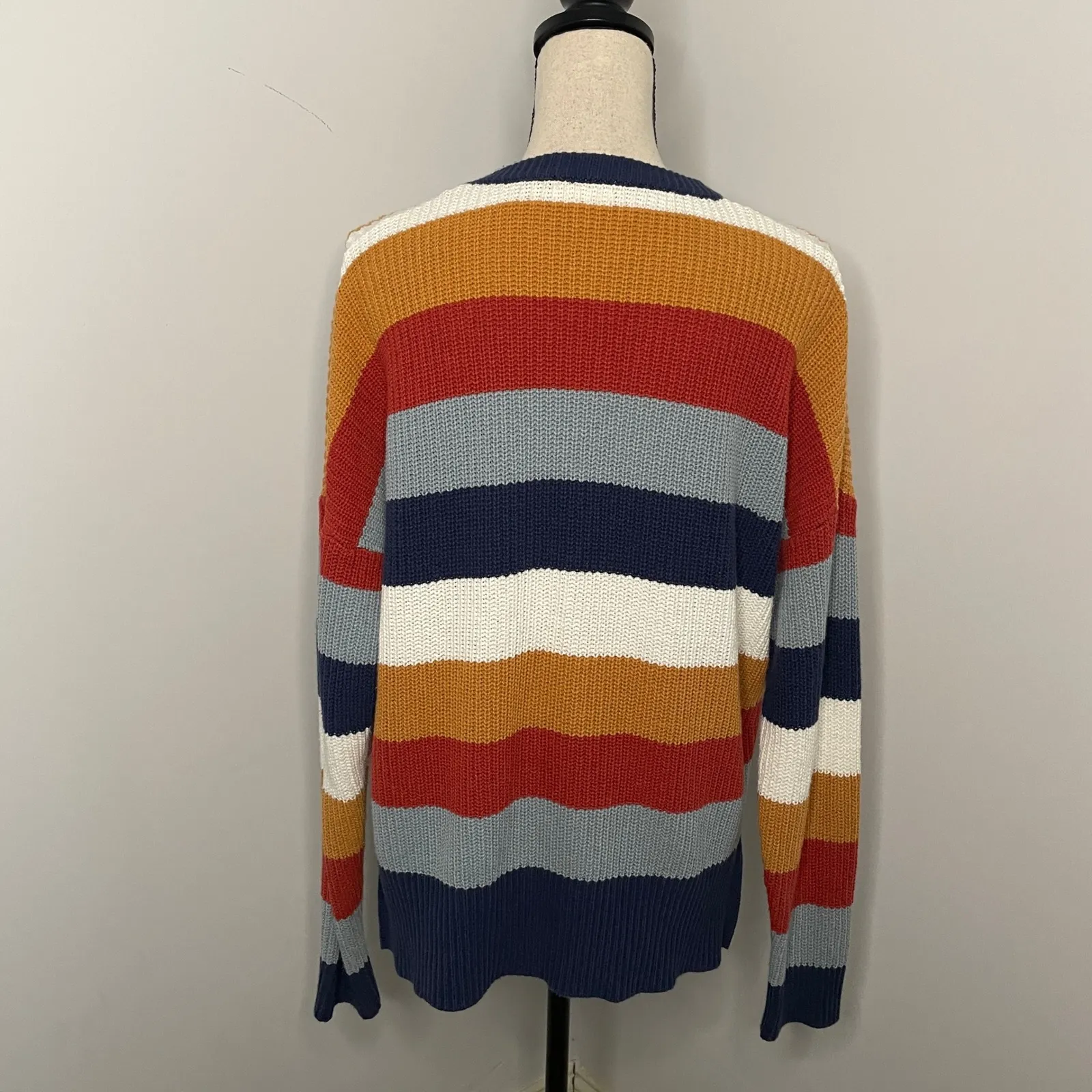 Ee:some Striped Knit Sweater Small Med Cozy Layering Pullover Colorful Retro 90s - Image 3