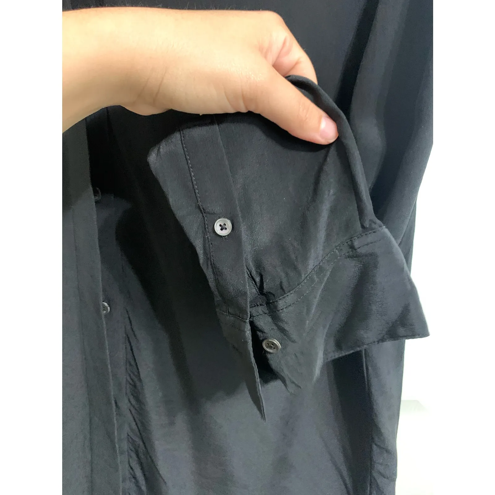 Aritzia Babaton Academy silk button up blouse in black size Small #92287 $148 - Image 4