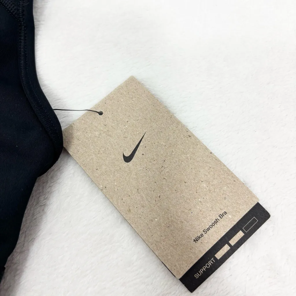 Nike Black Sports Bra with White Logo Size XS New - Image 2