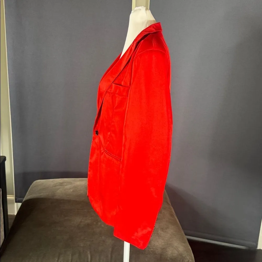 Women's Red Light Weight Blazer Jacket One Button Closure Size M (8) NWOT Red Size M - Image 5