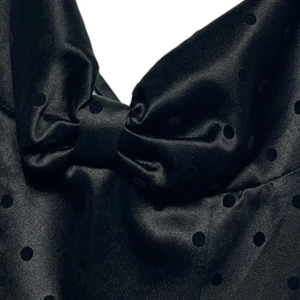 Juniors Halter Mini Dress Black W\Black Polka Dots Missing Belt - Image 4