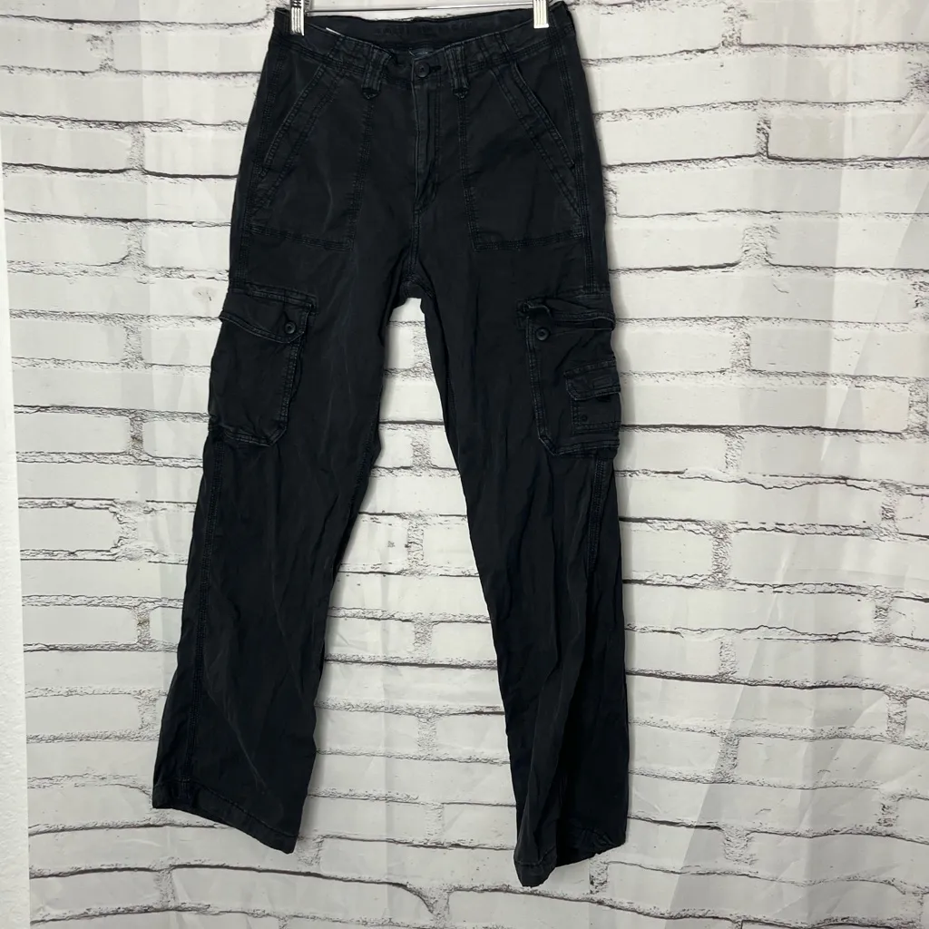 American Eagle Baggy Cargo Pants Jogger Black Women’s 6 Utility Straight Leg Y2K - Image 8