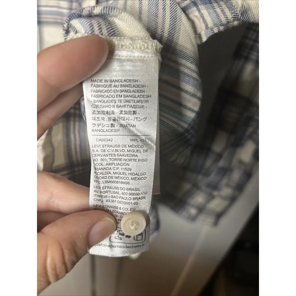 Levi's Flannel LS Shirt Women's Size XS Plaid Pink Blue‎ White NWT MSRP $60 - Image 3