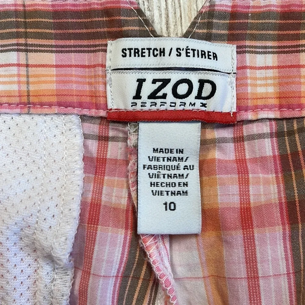 Izod Perform X Stretch Pink Plaid Bermuda Shorts Size 10 - Image 4
