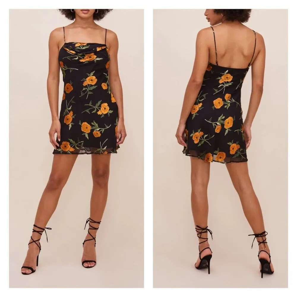 ASTR The Label Lark Floral Mini Dress in Black - Image 2