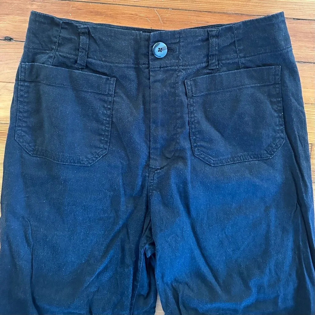 Maeve by Anthropologie Colette Linen Blend Cropped Wide-Leg Pants in Black Size - Image 6