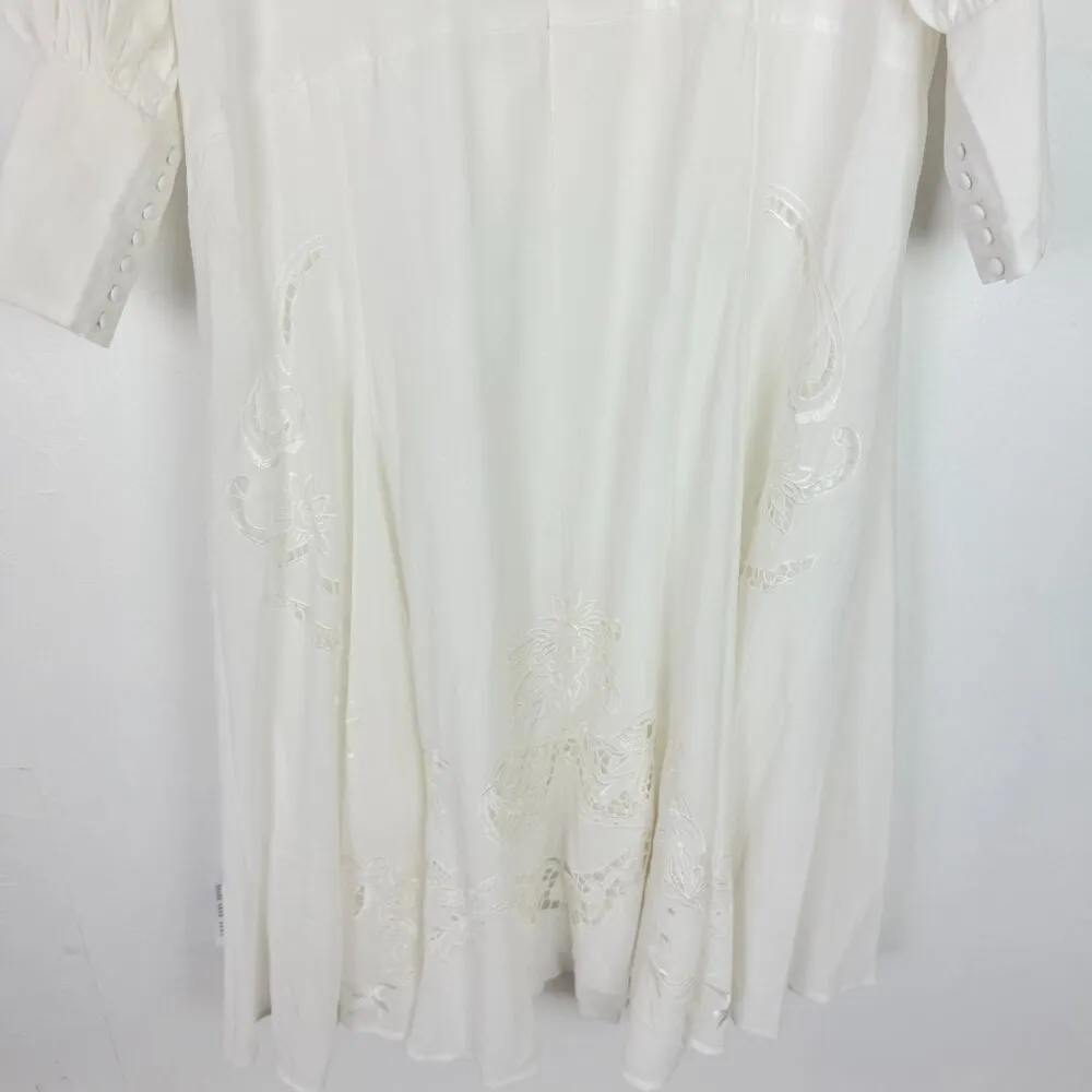 NWT ASOS EDITION High Neck Cutwork Embroidered Midi Dress W/ Full Skirt Size 14 White - Image 11
