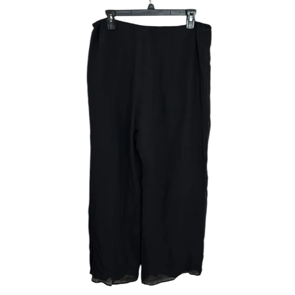 Soft Surroundings Wide Leg Silk Black floral colorful Embroidery Pants size M - Image 2