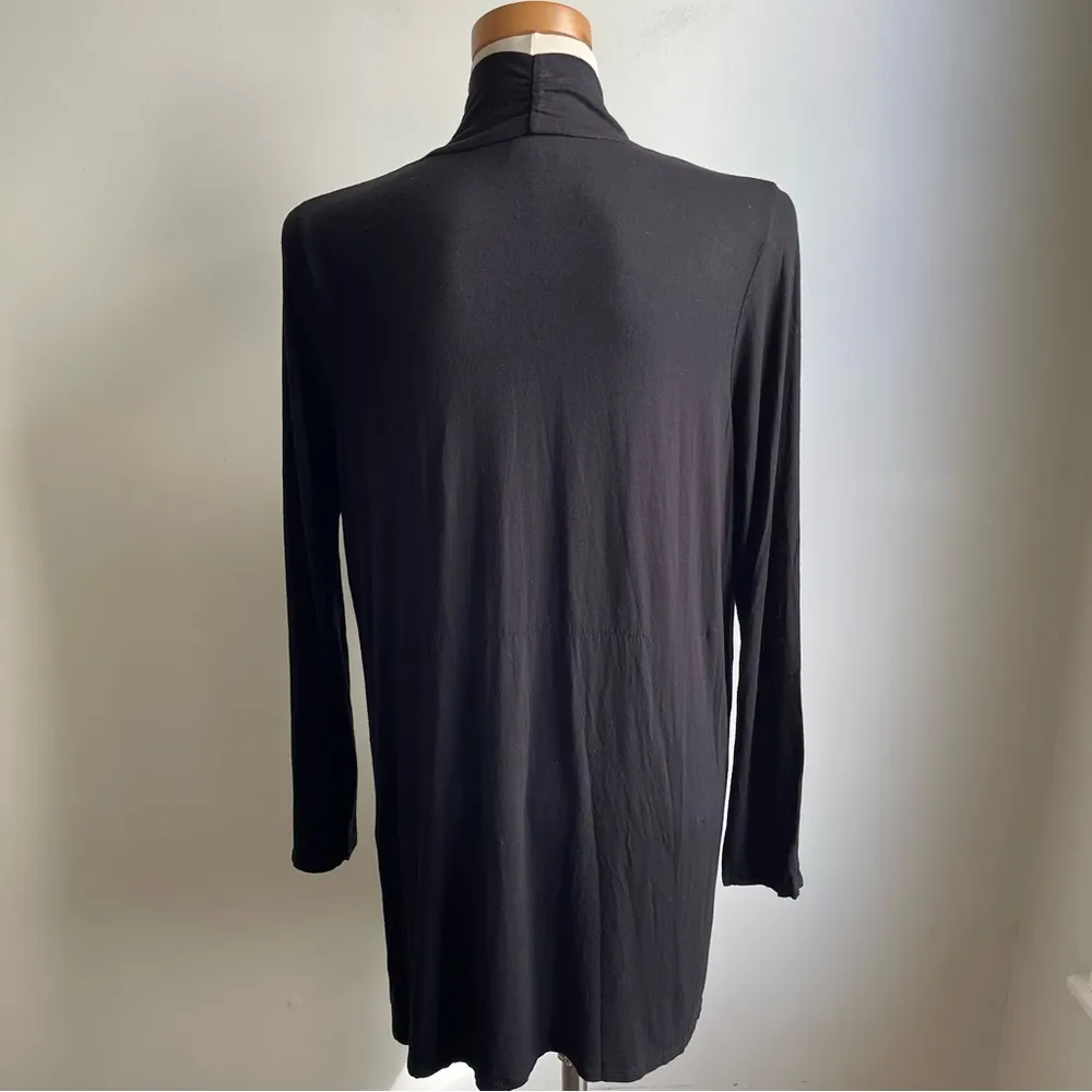 J.Jill Black Viscose Cardigan 3/4 Length Long Sleeve Draped High Neck Small - Image 5