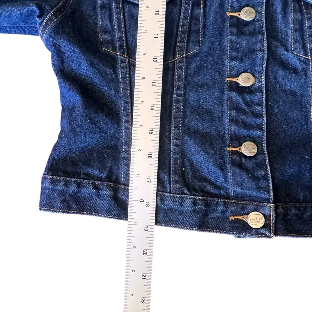 Vintage Star Blue Women's Denim Jean Jacket Size M Long Sleeve Logo Buttons Size M - Image 6
