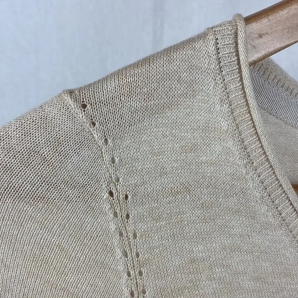 Anthropologie Angel of The North Tan Knit Long Sleeve V Neck Sweater S - Image 3