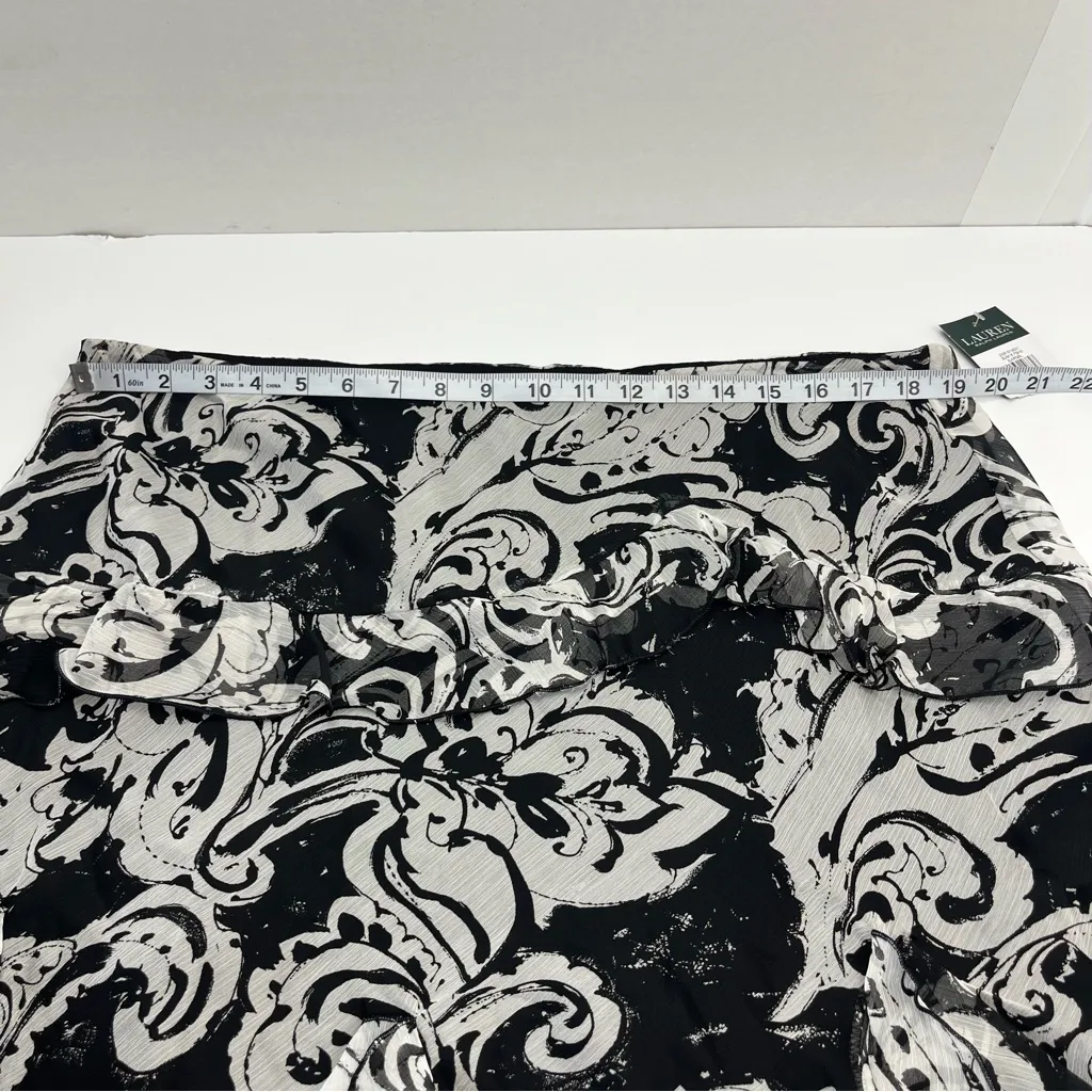 Lauren Ralph Lauren Black Pearl A-Line Midi Skirt Womens SZ XL Sheer Chiffon NEW - Image 8