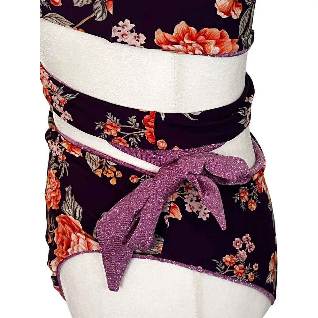Limited Edition Stunning Reversible One Piece Swimsuit in Purple Floral Medium - Image 8