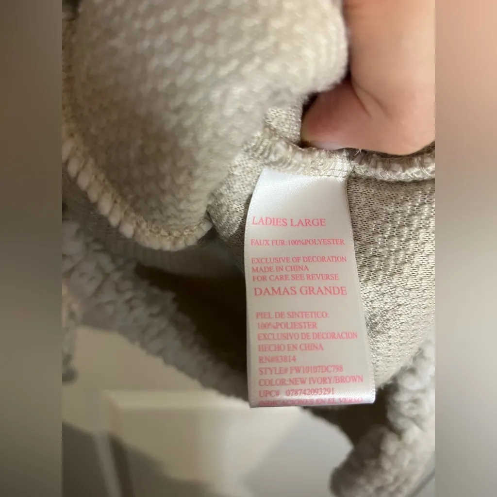 Cozy Sherpa Members Mark FluffyFleece Super Soft 1/3 Zip Cream Pullover Jacket L - Image 14