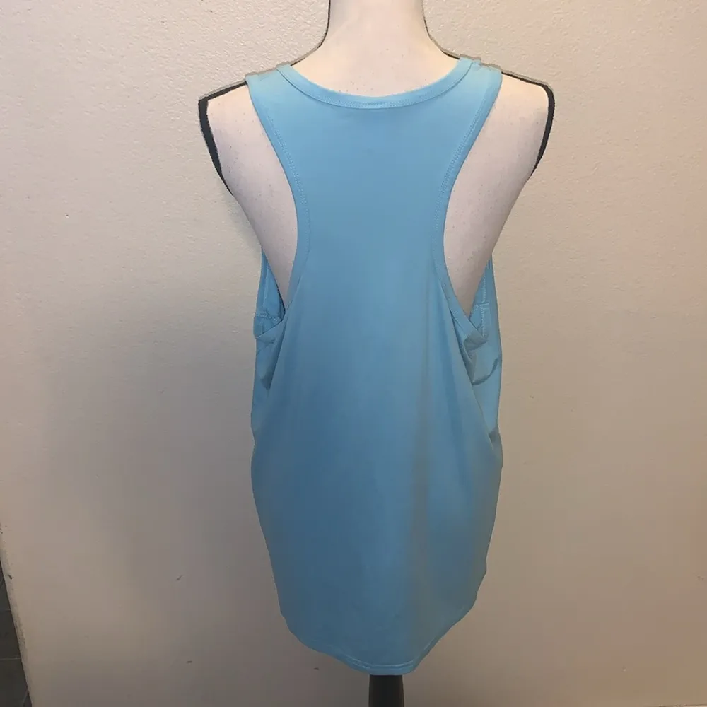 Light Blue Floral Super Soft Comfy Racerback Tank Top Size 1X - Image 4
