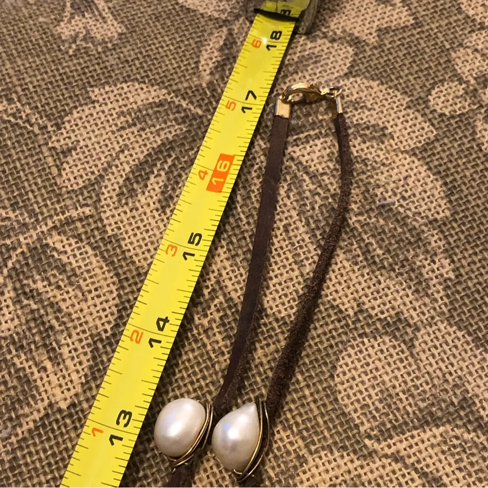 Large Australian Pearls on Leather Necklace 34” - Image 9