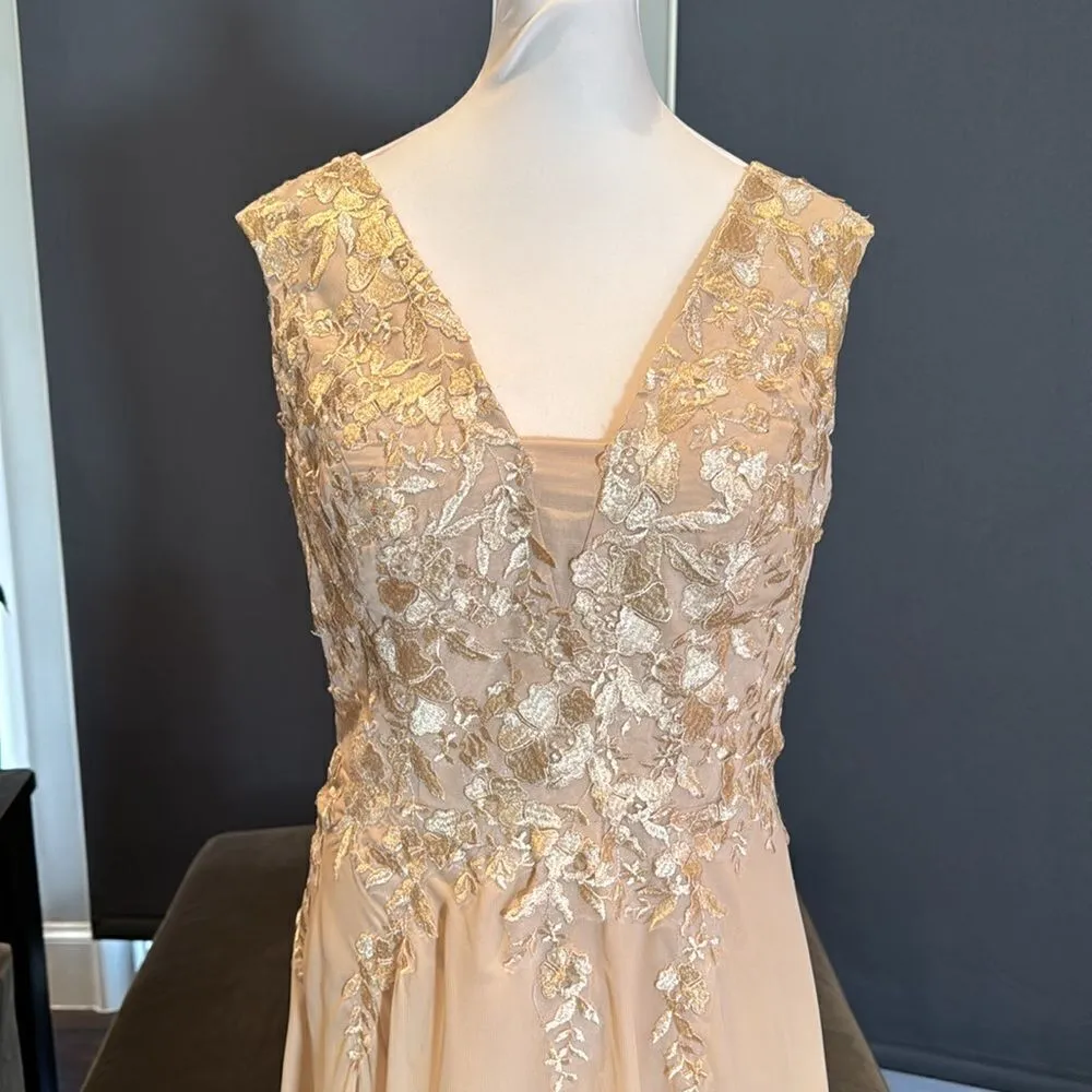 Women’s Chiffon & Lace Appliqué Corset Back Dress Mother of the Bride Size 10 - Image 3