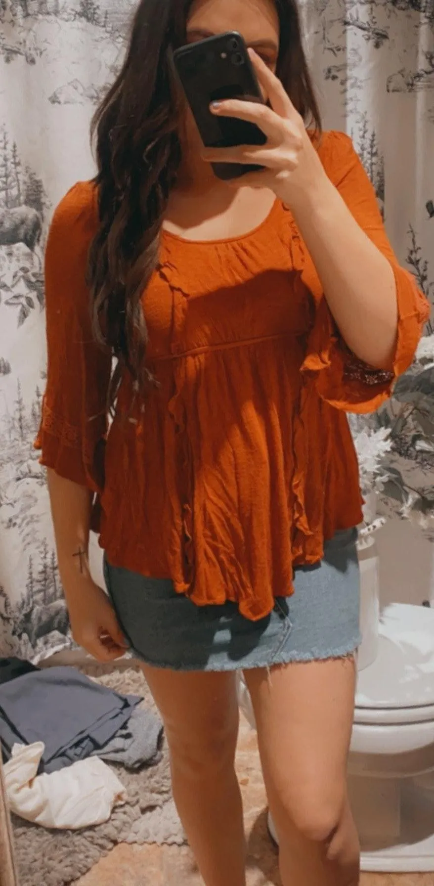 Decree  Burnt Orange Flowy Blouse  - Image 4