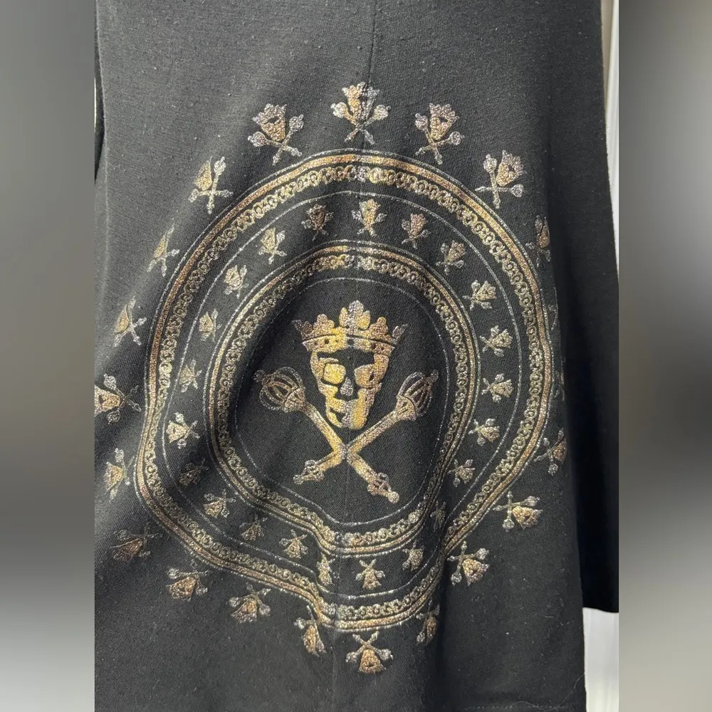 Disney Boutique Gold Skull Print Flared Short Sleeve T-shirt - Image 3